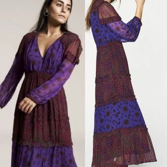 Elegant Purple and Red Women's Dress - Picture 3 of 9